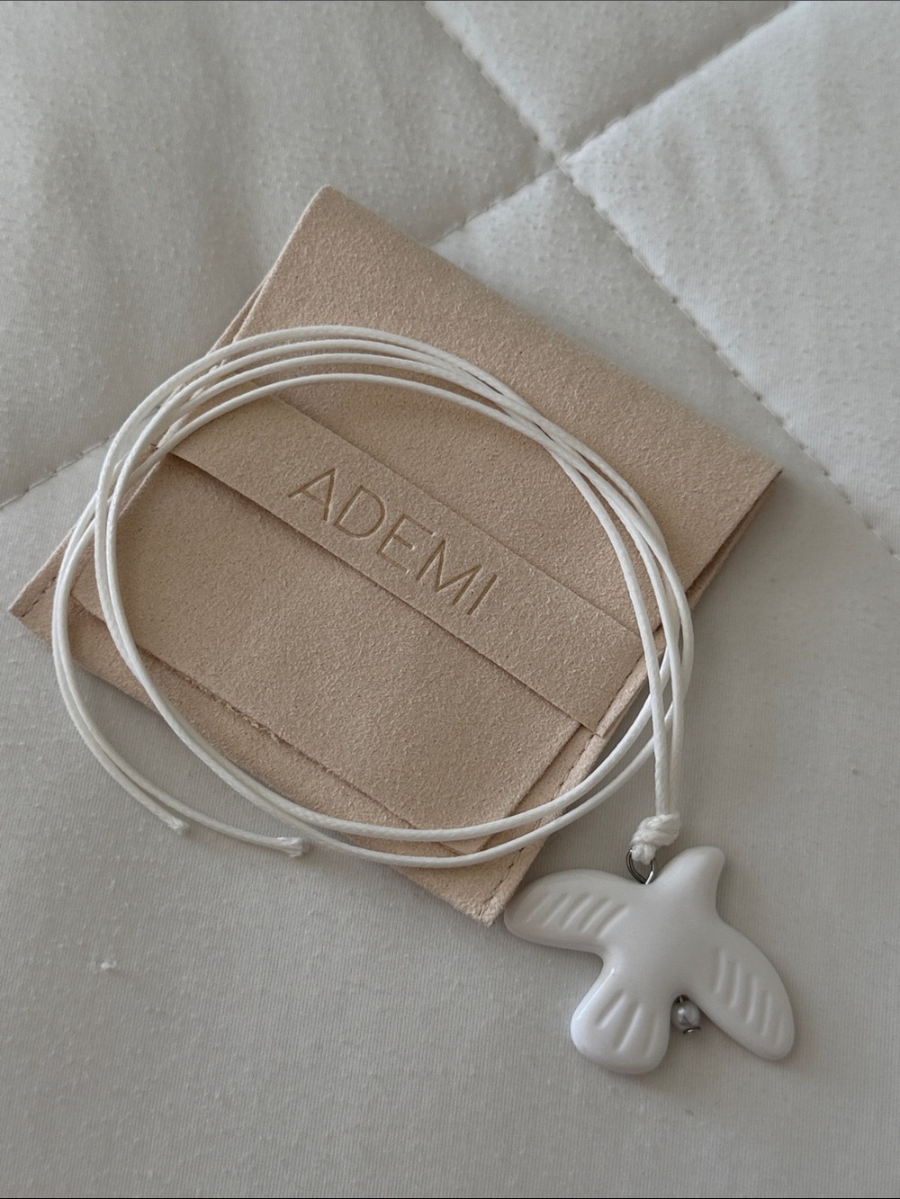 ADEMI White Dove Pendant Cord Necklace